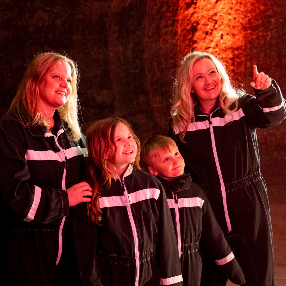 Visitors admire the magical salt room in the Berchtesgaden Salt Mine